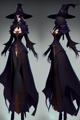 witch necromancer female dress turnaround