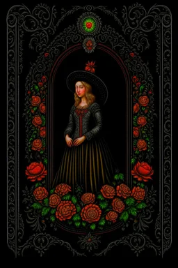 Jan Van Eyck Ornate Halloween Fantasy Art T-Shirt Design, Black Background