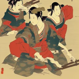 Ukiyo-e, samuri fightning samuri