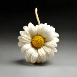Wool bobbin shaped like a white daisy flower. front view. bottomless.