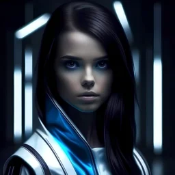 portrait of an attractive futuristic young brunette