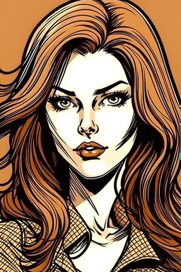 lady brown hair drawing in comic book style