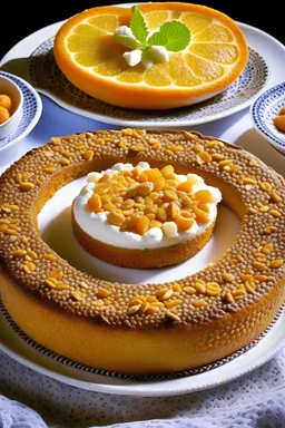 Tunisian Orange and Almond Cake Accompanied by Sugar-Free Greek Yogurt