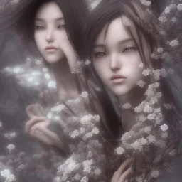 Womderfull japanese woman, nature clothes, extremely detailed, fog effects, particle effects