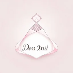 Create a logo with the name Deniz Boutique, inspired by diamond dresses, with the symbol of the dress, baby pink