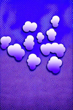 Footprints on a cloud. Mosaic of ghosts. Use only white, black, and purple.