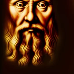 leonardo da vinci with computer. creating in photoshop. hyperdetailed, warm colors, movie poster, photoillustration, oil on canvas, lens flare