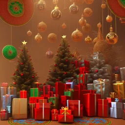 christmas ambience, african, kente, clothing, african patterns, thread, embroidery, cinema 4d render, high detail