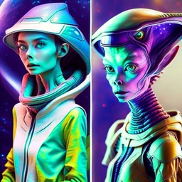 Imagine an alien from another galaxy, similar to humans, who (((does not have a big head))), (((does not have big eyes))). With contrasting colored clothing