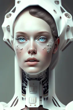 Portrait of a robotic woman, milk shades