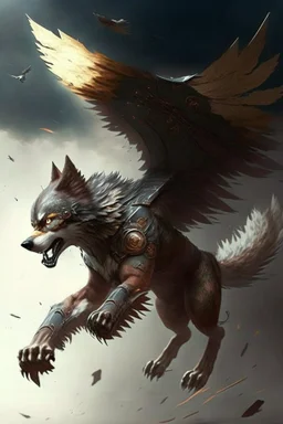 A fighting iron wolf with the ability to fly