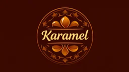 A round logo named (karamel) designed for a confectionary with a red gold color theme
