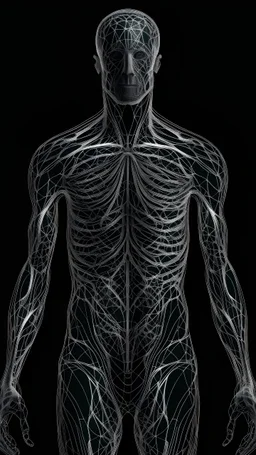 millions of lines form together into the shape of a human body