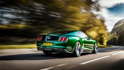 bentley mustang rear view fast on roada