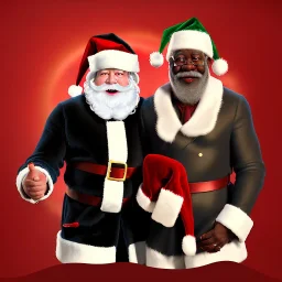 christmas card art, Black Santa and large breasted mom