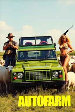 gangsta boys with mad weapons and girls with surprise!!!!!! curvy huge lady lumps, john players club 1980s cigarette advertisement sexy print Porsche autofarm magazine advertisement, vivid colours from the 80s, mcdonalds ad from the 80s, mac computer ad from the 80s, featuring a landrover being fixed at a farm. sheep are all over the place, company name in bold (AUTOFARM), nike print ad style, mac computer ad from the 80s, 1980s rc print advertisement