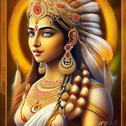 Beautiful painting of Indian goddess , face and shoulders