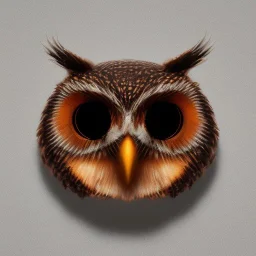 symmetrical, minimalistic, semi-metallic full-body owl 3d render logo, centered, gradient, dark background