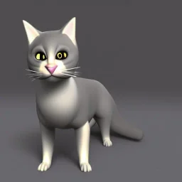 Un chien chat hybride, modélisme 3d, très détaillé