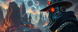 portrait of inter-galatic handsome spy, the first nation, witchcraft, cyberpunk village, sci-fi, strange chrome vessels