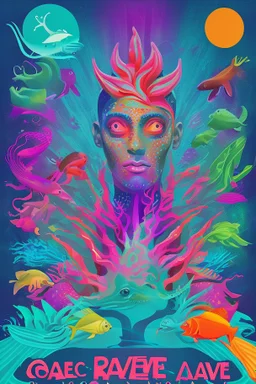 rave poster with ocean theme