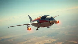 a high definition screen shot of a jet-fighter vw-beetle, blimp retrofuturistic, phototrealism, in flight, one subject,