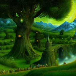 Epic Drawing of scenery of The LOTR estilo Van Gogh 4k