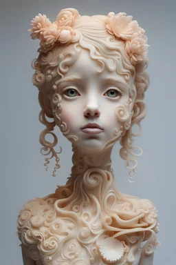 portrait of girl, 3D resin, Skin made from whimsical elements