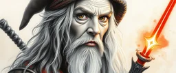 gandalf as woman , airbrush and pen outline