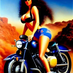 portrait of busty beautiful 'Female Rider on Akira's Bike',painting by Earl Norem, simon Bisley, evan lee, 86-86, oil on canvas, cinematic composition, extreme detail,fit full head inside picture,8k