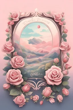 the logo of the dating square, pastel landscape with roses,