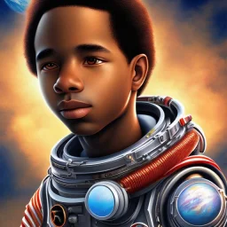 African American boy space explorer