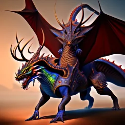 Epic Drawing of Dragon and rider wyrm with scales colorful on Elk Caravaggio 4k