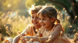 Beautiful happy telepathic young boys and girls playing together, finesse, devotion, serendipity, best friends, exquisite composition, beauty, magic, fantasy, close foreground detail, beautiful intricate insanely detailed octane render, 16k artistic photography, photorealistic concept art, soft natural volumetric cinematic perfect light, chiaroscuro, award-winning photograph, masterpiece