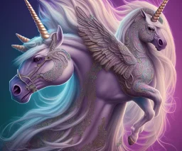 Portrait of unicorn, highly detailed, intricate color patterns on wings, soft studio lighting, background 64k