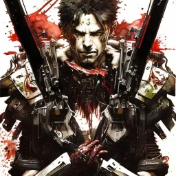 cry blood, watercolor illustration by <Yoji Shinkawa>,