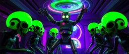 A robot named Dave started doing the splits, Blew a fuse in his hips and short-circuited his bits, The Martians went wild, the Plutonians screamed, Even black-and-white aliens turned ultraviolet green! in the style of fallout 4 and HR Giger