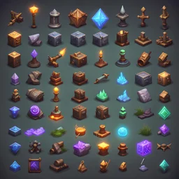 Mini symbols of random classes in rpg game , extra detailed ,8k resultion
