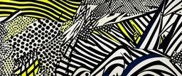 A black warped shadow dimension designed in Chinese paper art painted by Roy Lichtenstein