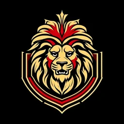 Gestalte mir ein Logo für ein NFL Team aus London mit dem Namen London Royals. Auf dem Bild sollte ein Löwe mit Krone sein. Verwende nur die Farben rot, weiss und gold. Der Löwe mit der Krone sollte herausstechen. Gestalte es möglichst simple. Der Löwe sollte auf die Seite schauen.