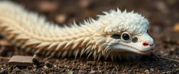 long fluffy snake with a sheeps head