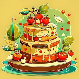 cake, simple, beautiful, cartoony, illustration