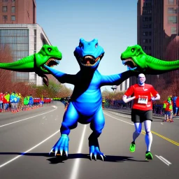 A dinosaur wins the Boston Marathon