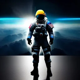 apocalypses, chaotic, magnificent, realistic, colorful, massive, epic, cinematic, 8k, HD, Ultra High Definition, photo film, hyper-detailed, Future Army soldier, military astronaut, space helmet with reflective glass visor, realistic proportions, front view