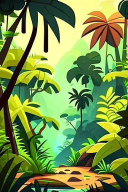 rainforest landscape simple cartoon style