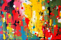 Abstract ….. painted with naive simple brushstrokes. Abstract expressionism, oil colors on canvas. . Splashes. Grunge. Intense colorful background. Disturbing, nostalgic. Scratches.