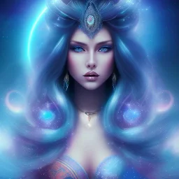 beautiful woman with long hair look the stars and northern aurora blue turquoise lights, blue, pink,