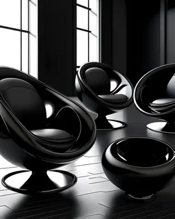 42 sillas negras futuristas