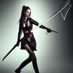 Beautiful women with katana sword