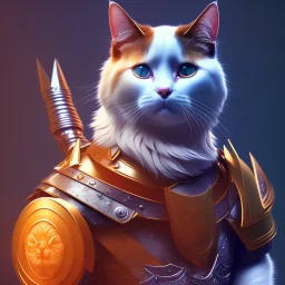 isometric clean art of a cat,warrior suit, soft lighting, high definition, unreal 5, full body